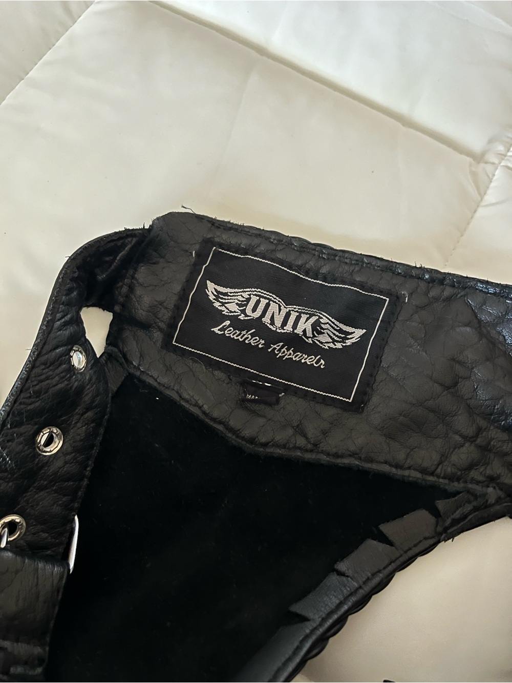 UNIK Black 100% genuine Leather Fringe Chaps - Picture 3 of 4